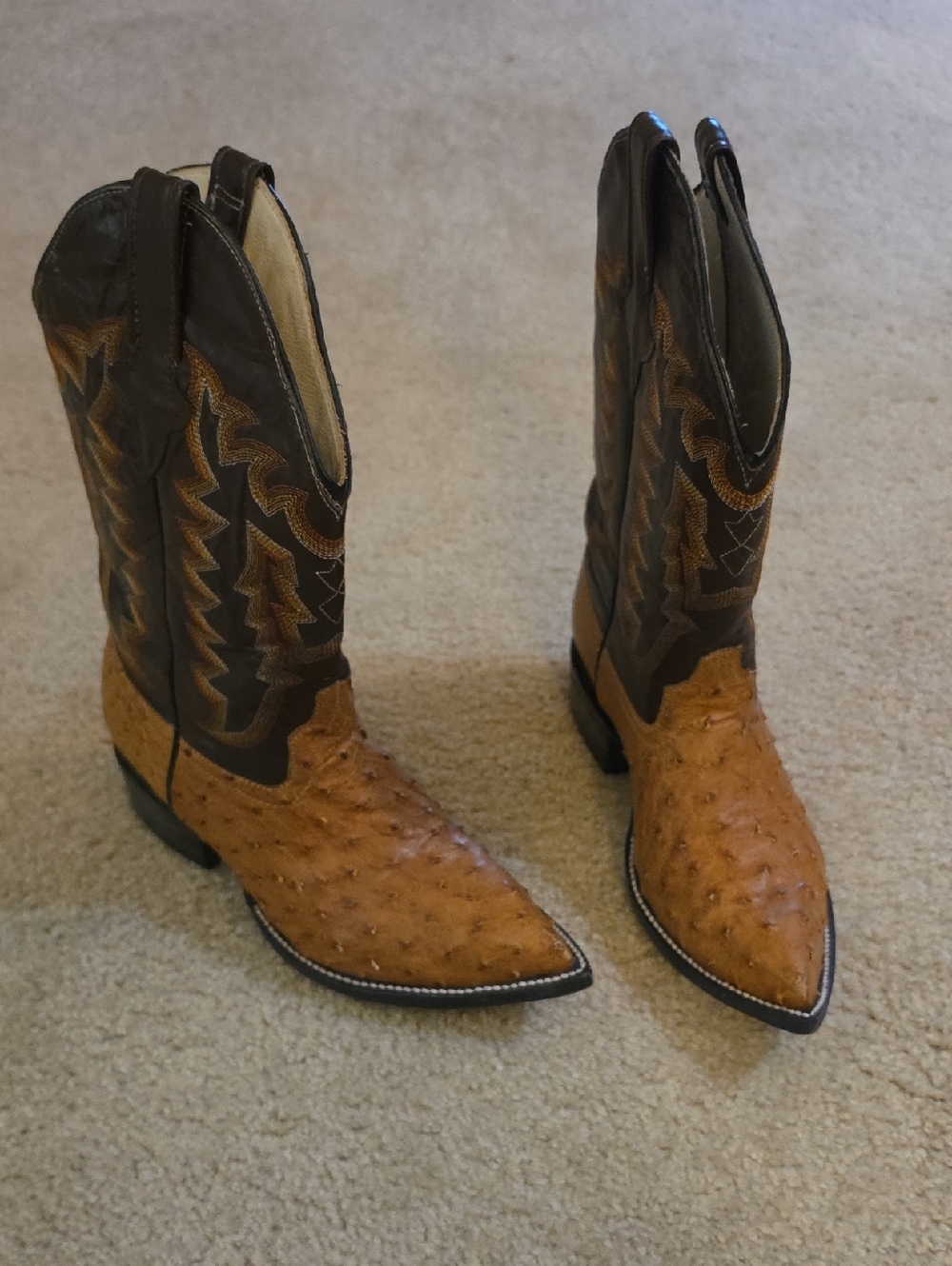 Men's Two-Tone Brown Western Cowboy Boots - Pointed Toe